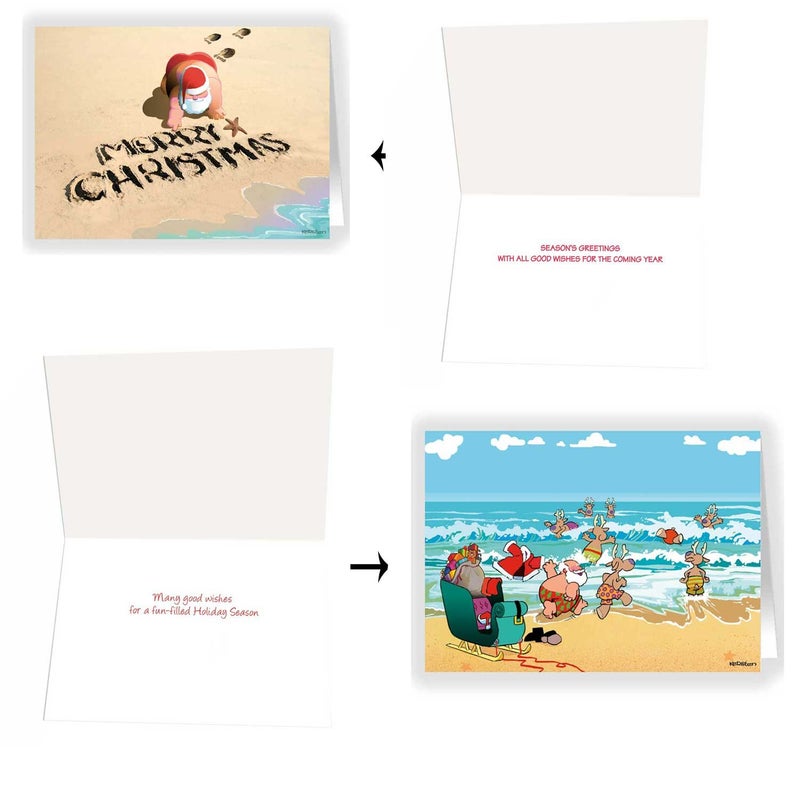 Stonehouse Collection Beach Christmas Card Variety Pack - 24 Beachy Cards & Envelopes - 8 Designs, 3 Cards Per Design - Assortment #1 - Image 3